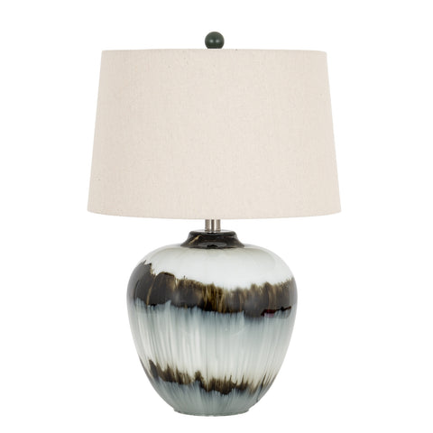 Midnight Shadows Squat Table Lamp With Linen Shade
